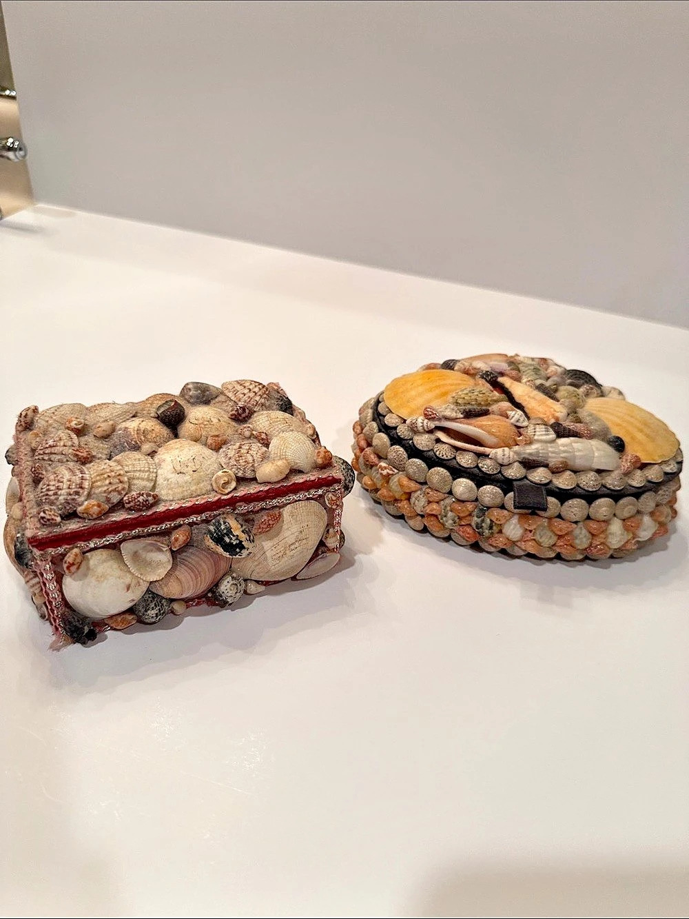 Set of two Vintage Shell Embellished Boxes